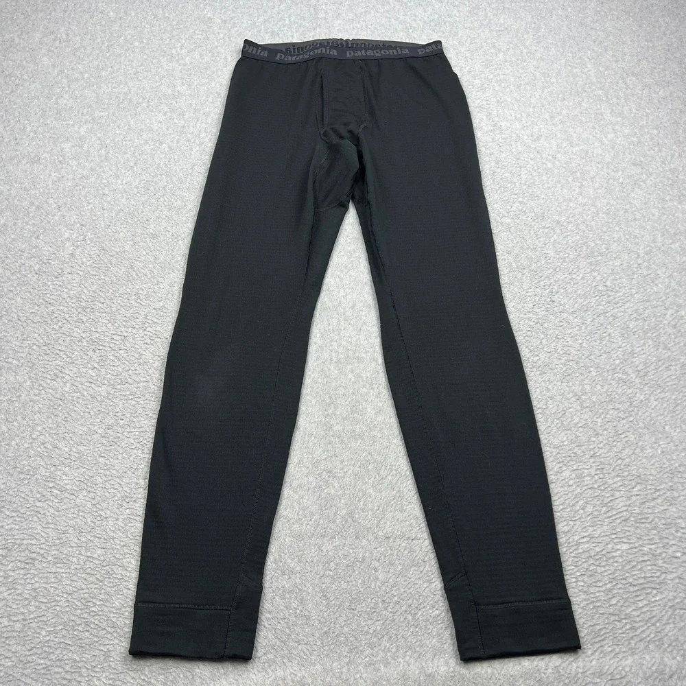 Patagonia Capilene Thermal Weight Bottoms Mens Medium Black Polartec Grid 43687
